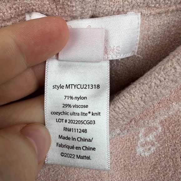 Girls Barbie x Barefoot Dreams Shorts in Light Pink Sz 12/14 - Picture 4 of 5